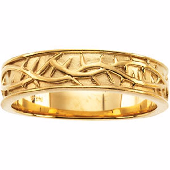 R7032:73971:P 14kt Yellow Thorn Design Band