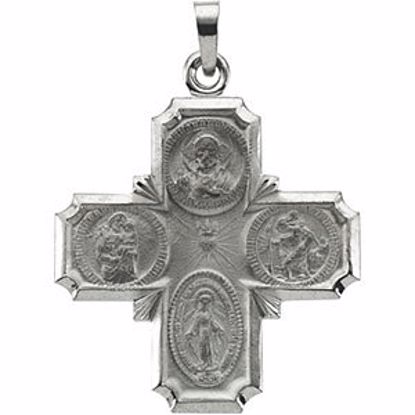 R5036:144028:P 14kt White 25x24mm Four-Way Cross Medal 