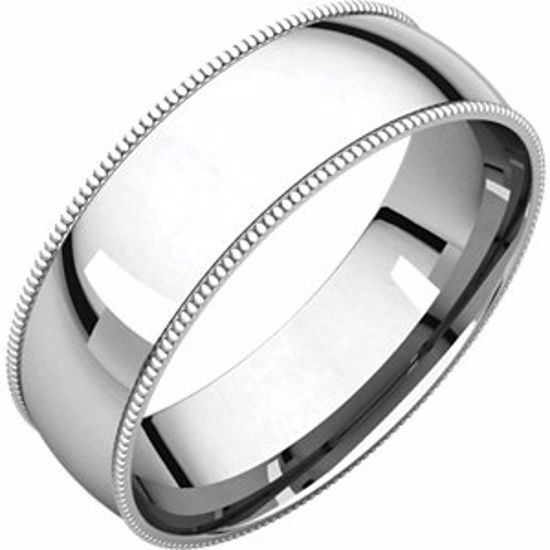 MGRL4:145542:P 10kt White 6mm Light Comfort Fit Milgrain Band 