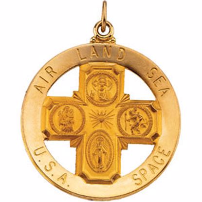 R16493:129537:P 14kt Yellow 32.5mm St. Christopher Four-Way Medal