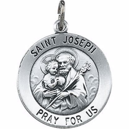 R16369:104196:P Sterling Silver 22mm Round St. Joseph Medal 24" Necklace