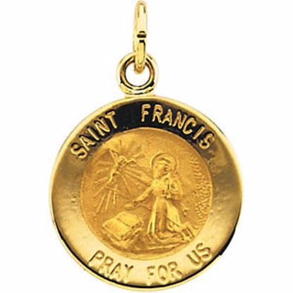 R16323:103945:P 14kt Yellow 12mm Round St. Francis of Assisi Medal