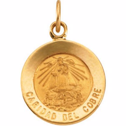 R16340:103814:P 14kt Yellow 12mm Round Caridad del Cobre Medal