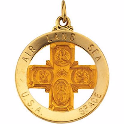 R16493:129536:P 14kt Yellow 25mm St. Christopher Four-Way Medal