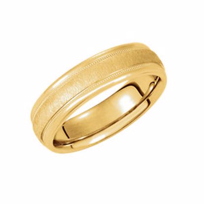 5731:129237:P 14kt Yellow 6mm Comfort-Fit Milgrain Band with Florentine Finish Size 7.5