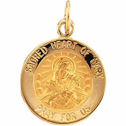 R16363:103869:P 14kt Yellow 12mm Sacred Heart of Mary Medal