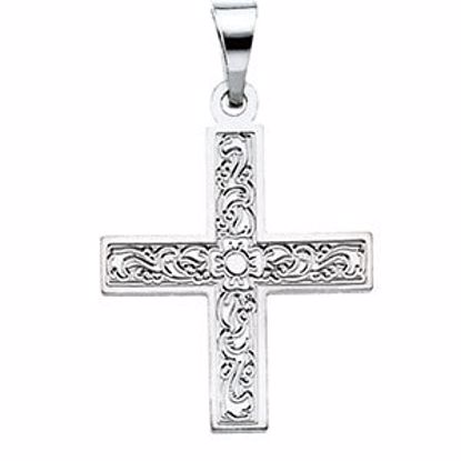 R16091:130432:P 14kt White 15.5x14mm Greek Cross Pendant