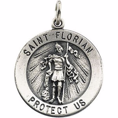 R5053:104219:P Sterling Silver 22mm Round St. Florian Medal