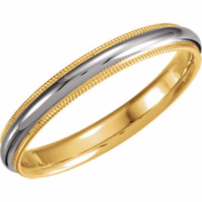 5685:104828:P 18kt Yellow & Platinum 3.5mm Comfort-Fit Milgrain Band Size 8