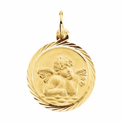 R16952:130050:P 14kt Yellow 14mm Angel Medal