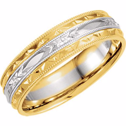 5838:132828:P 14kt Yellow & White 6mm Comfort-Fit Design Band Size 10.5