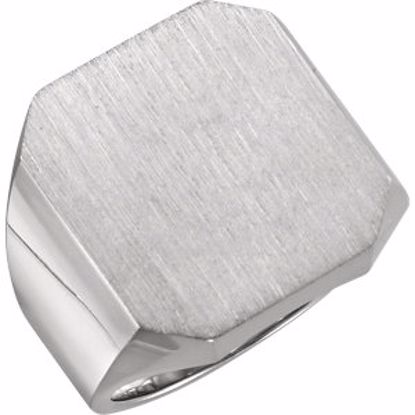 9599:113033:P 14kt White 20x18mm Octagon Men's Signet Ring