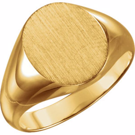 9320:113044:P 14kt Yellow 14x12mm Solid Oval Men's Signet Ring