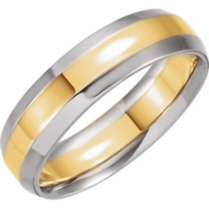 5793:115437:P 18kt Yellow & Platinum 8mm Comfort-Fit Beveled Edge Band Size 11