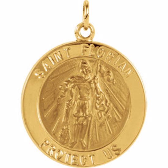 R5053:132967:P 14kt Yellow 22mm Round St. Florian Medal