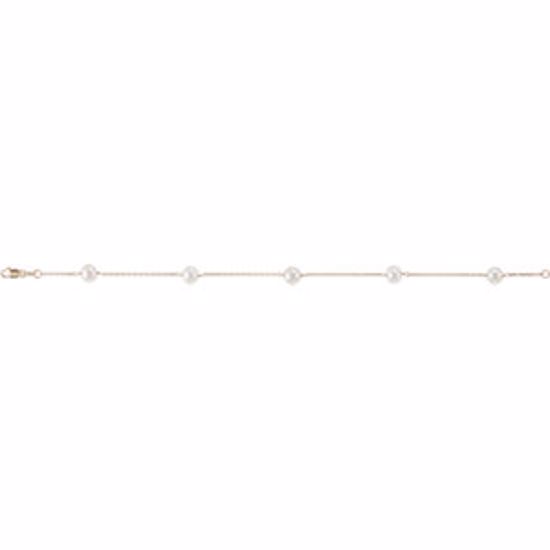 CH184:137793:P 14kt Yellow Pearl Station 7" Bracelet