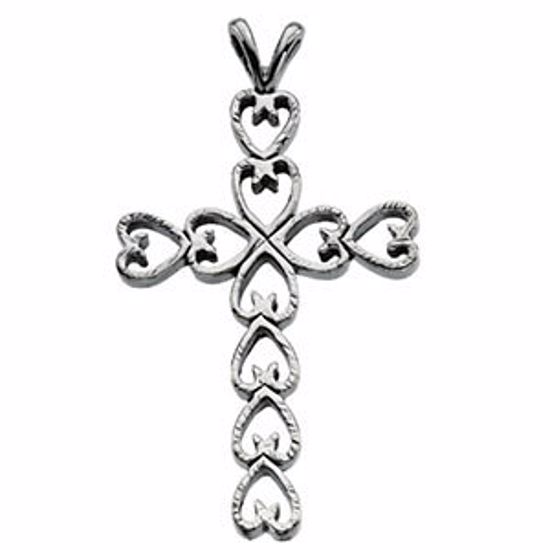 R41002:139794:P 14kt White 30x21mm Heart Design Cross Pendant