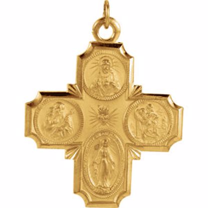R5036:127002:P 14kt Yellow 30x29mm Four-Way Cross Medal