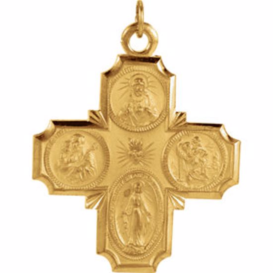 R5036:127002:P 14kt Yellow 30x29mm Four-Way Cross Medal