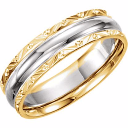 5965:142310:P 14kt White & Yellow 6mm Band Size 5