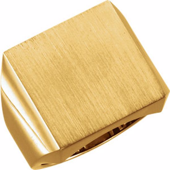 9602:126362:P 14kt Yellow 18mm Men's Signet Ring with Brush Finish