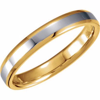 5981:142412:P 18kt Yellow & Platinum 4mm Comfort-Fit Beveled Edge Band Size 9