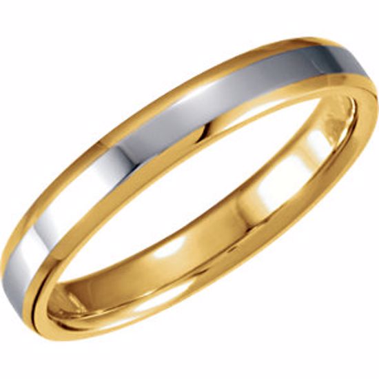 5981:142596:P 18kt Yellow & Platinum 4mm Comfort-Fit Beveled Edge Band Size 11.5
