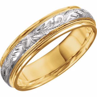 50067:180067:P 14kt Two Tone 6mm Hand Engraved Band Size 10