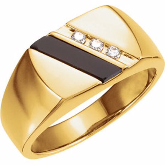 60940:209533:P 14kt Yellow Men's Onyx & 1/10 CTW Diamond Ring