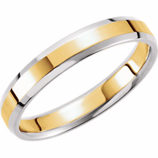 50137:221674:P 14kt White & Yellow 4mm Comfort-Fit Beveled Edge Band Size 11