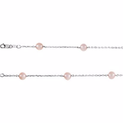 CH351:222875:P Sterling Silver Freshwater Cultured Pink Pearl 7" Bracelet