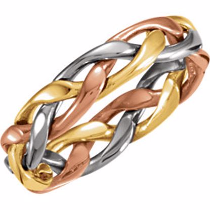 50130:216778:P 14kt Tri-Color 4.75mm Hand Woven Band Size 7 