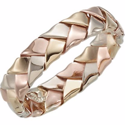 50122:216758:P 14kt Tri-Color 5.5mm Hand Woven Band Size 11