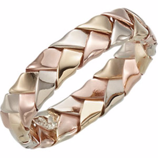 50122:216758:P 14kt Tri-Color 5.5mm Hand Woven Band Size 11