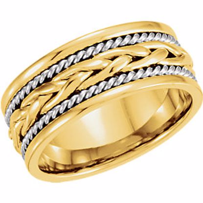 50123:216663:P 14kt Yellow & White 8mm Hand-Woven Band Size 9.5