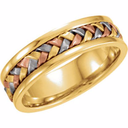 50133:216857:P 14kt Tri-Color 14kt 5mm Hand-Woven Band Size 7