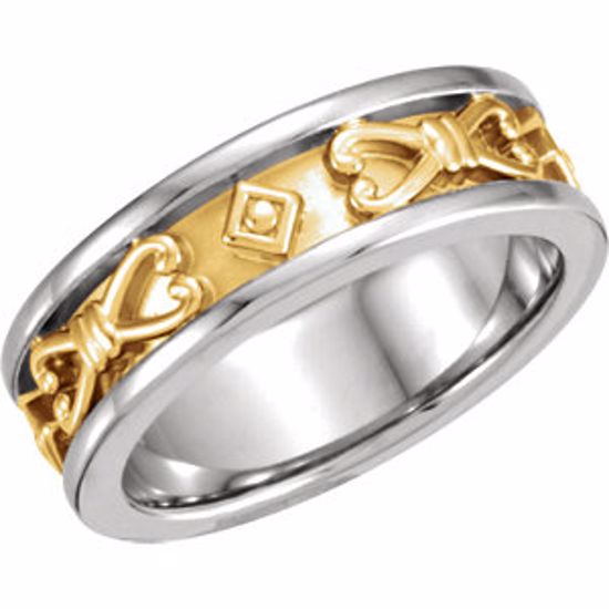 50232:252658:P 14kt White/14kt Yellow Etruscan-Inspired Band
