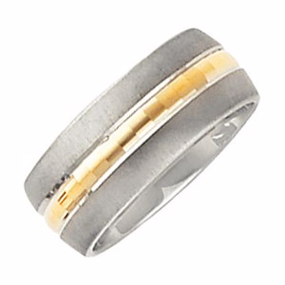 50238:255002:P 14kt White & Yellow 8mm Design Band Size 11