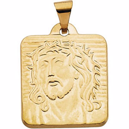 R41360:250618:P 14kt Yellow 18.5x17mm Face of Jesus Pendant