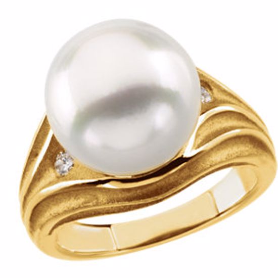 62918:282940:P 18kt Yellow .08 CTW Diamond & South Sea Cultured Pearl Ring