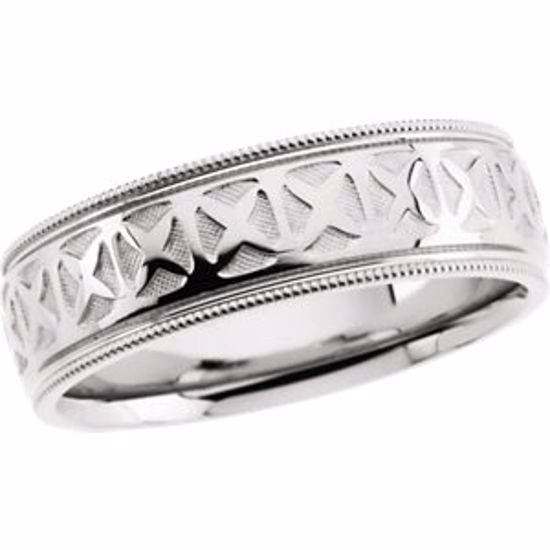 50470:287443:P 14kt White 7.25mm Design Band Size 9 
