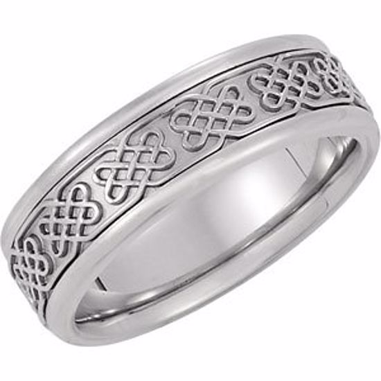50385:288794:P 14kt White Celtic Design Wedding Band Size 12.5