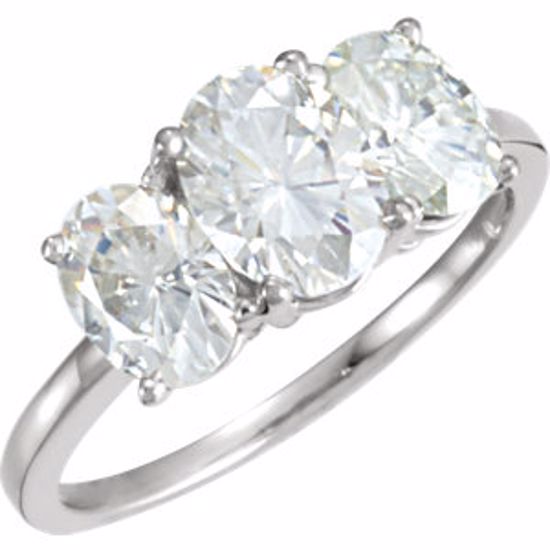 63193:289355:P 14kt White 8x6mm Oval Forever Classic&trade; Moissanite 3-Stone Anniversary Ring