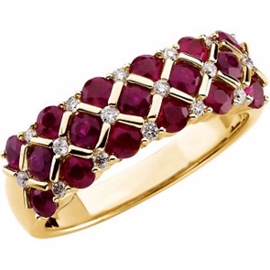 62800:276578:P 14kt Yellow Ruby & 1/6 CTW Diamond Ring