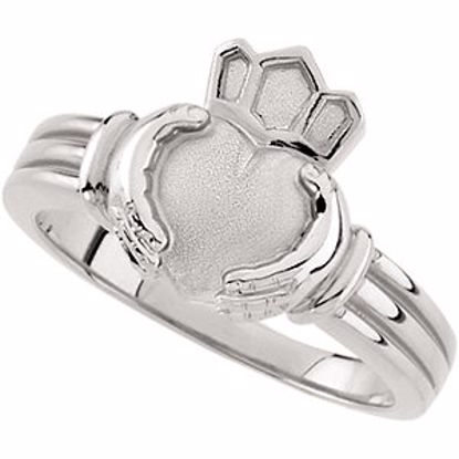 50349:278569:P 14kt White Gent's Claddagh Ring
