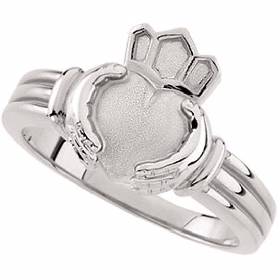 50349:278569:P 14kt White Gent's Claddagh Ring
