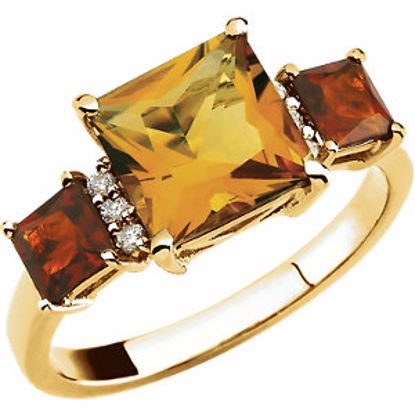 62825:278082:P 14kt Yellow Citrine & .06 CTW Diamond Ring