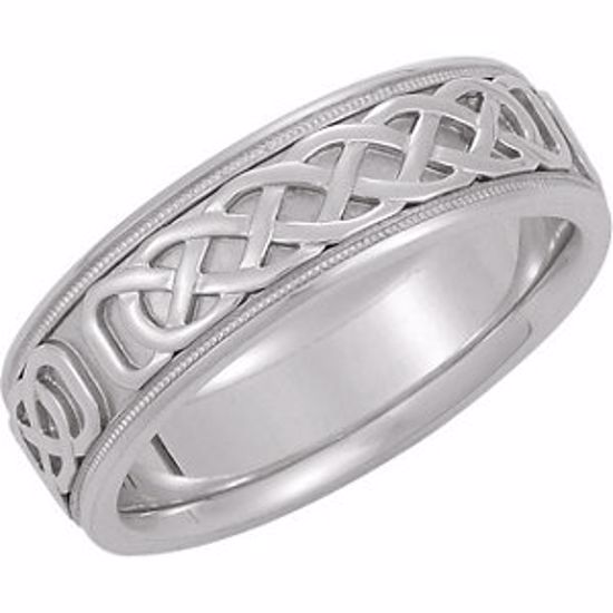 50518:298925:P 14kt White 7mm Celtic Inspired Band Size 8.5