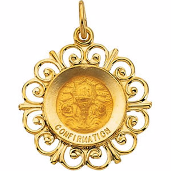 R41496:304585:P 14kt Yellow 18.5mm Round Confirmation Pendant Medal