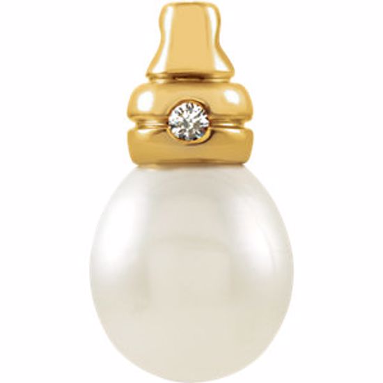 63833:303996:P 18kt Yellow South Sea Cultured Pearl & .05 CTW Diamond Pendant